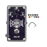 Dunlop EP103 Echoplex Delay Guitar Effects Pedal with R-Angle Patch Cable and 12 Pick Variety Pack