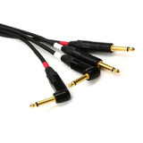 Mogami Gold Key Sb-20R Balanced Stereo Keyboard Instrument Cable, 1/4" Trs Male Plugs Gold Contacts Dual Right Angle To Dual Straight Connectors - 20 Feet With Lifetime Warranty