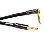 Mogami Platinum Guitar-12R Instrument Cable 1/4" Ts Male Plugs Gold Contacts Right Angle And Straight Connectors - 12 Feet With Lifetime Warranty