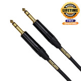 Mogami Gold Trs-Trs-50 Balanced 1/4" Trs Male To 1/4-Inch Trs Male Patch Cable With Black Epoxy Finish And Gold Plated Plugs - 50 Feet With Lifetime Warranty