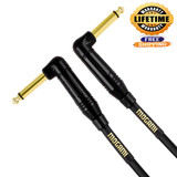 Mogami Gold Instrument 0.5Rr Guitar Pedal Effects Instrument Cable 1/4" Ts Male Plugs Gold Contacts Right Angle Connectors -  6 Inch With Lifetime Warranty