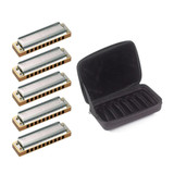 Hohner MBC Case of Marine Band Harmonicas in Zippered Carrying Case - 5 Harmonicas in the Box