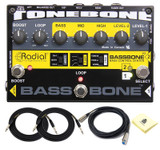Radial Bassbone V2 2-channel Bass Preamp with 2 x Senor Instrument Cable, Microphone Cable and Zorro Cloth