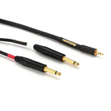 Mogami Gold 3.5-2Ts-15 Stereo Audio Y-Adapter Cable 3.5Mm Trs Plug To Dual 1/4" Ts Plugs Gold Contacts Straight Connectors - 15 Feet With Lifetime Warranty