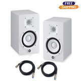 Yamaha HS5 Powered Studio Monitors Pair WHITE with 2x Senor XLR Microphone Cables - Bundle Yamaha HS5 Powered Studio Monitors Pair WHITE with 2x Senor XLR Microphone Cables - Bundle