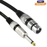 Senor Cable Female Xlr To 1/4 (6.35Mm) Ts Mono Jack Unbalanced Microphone Cable Mic Cord For Dynamic Microphone - 15 Ft