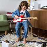 Loog Mini Electric Kids Guitar for Beginners Built in Amp Ages 3+ Learning App and Lessons Included - Red