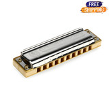 Hohner Marine Band Crossover Harmonica Key of A with Triple Coated Laminated Bamboo Comb