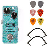 MXR M296 Classic 108 Guitar Fuzz Mini Effects Pedal with silicon BC 108 Transistor Bundle with  2 x Patch Cable and 6 Z Guitar Picks