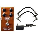Jim Dunlop M84 MXR Bass Fuzz Deluxe with 2 Strukture S6P48 R-Angle Patch Cables and 2 Strukture SC186W - 18.6ft Instrument Cables