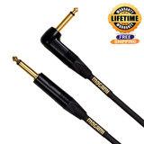 Mogami Gold Instrument-25R Guitar Instrument Cable 1/4" Ts Male Plugs Gold Contacts Right Angle And Straight Connectors - 25 Feet With Lifetime Warranty
