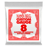 Ernie Ball Nickel Plain Single Guitar String .008 Gauge Pack of 6 - Red and White