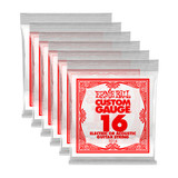 Ernie Ball Nickel Plain Single Guitar String .016 Gauge Pack of 6 - Red and White