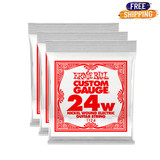 Ernie Ball EB 1124 .024 Custom Gauge Nickel Wound Electric Guitar String P01124 - 3 Pack Set Red and White Ernie Ball EB 1124 .024 Custom Gauge Nickel Wound Electric Guitar String P01124 - 3 Pack Set Red and White