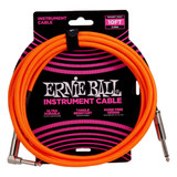 Ernie Ball Braided Instrument Cable Straight Angle 10 Feet Length in Neon Orange P06079 - Pack of 2