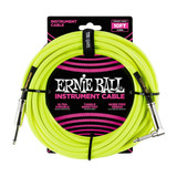 Ernie Ball Braided Instrument Cable Straight Angle 10 Feet Length in Neon Yellow P06080 - Pack of 2