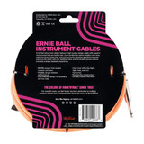 Ernie Ball Braided Instrument Cable Straight Angle 18 Feet Length in Neon Orange P06084 - Pack of 2