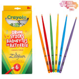 Zildjian Crayola Kids Drumsticks Set (6 Pack) with Pad - Multicolored Zildjian Crayola Kids Drumsticks Set (6 Pack) with Pad - Multicolored