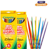 Zildjian Crayola Kids Drumsticks Set (12 Pack) with Pad - Multicolored Zildjian Crayola Kids Drumsticks Set (12 Pack) with Pad - Multicolored