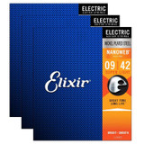 Elixir 12002 Electric Nanoweb Super Light 9-42 Electric Guitar Strings Bright Smooth Blue - Set of 3