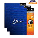 Elixir Strings Electric Guitar Strings Medium with Nanoweb Coating Bright Smooth Blue - Set of 3 Elixir Strings Electric Guitar Strings Medium with Nanoweb Coating Bright Smooth Blue - Set of 3