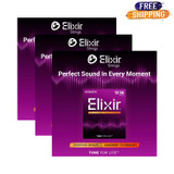 Elixir Phosphor Bronze Nanoweb Medium 16102 13-56 Acoustic Guitar Strings Rich Full Smooth Purple - Set of 3
