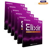 Elixir Phosphor Bronze Nanoweb Medium 16102 13-56 Acoustic Guitar Strings with Bonus Elixir Polishing Cloth Rich Full Smooth Purple - Set of 6 Elixir Phosphor Bronze Nanoweb Medium 16102 13-56 Acoustic Guitar Strings with Bonus Elixir Polishing Cloth Rich Full Smooth Purple - Set of 6