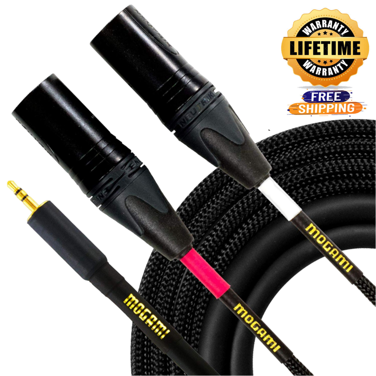 Mogami Gold 3.5-2Xlrm-06 Stereo Audio Y-Adapter Cable 3.5Mm Trs