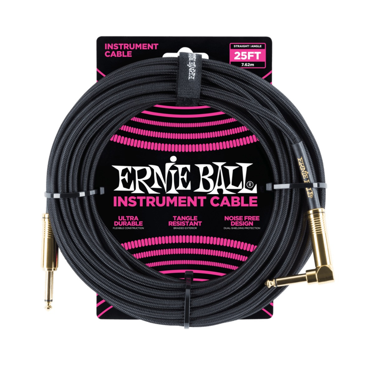 Ernie Ball Braided Instrument Cable Straight/Angle 25 Feet Length