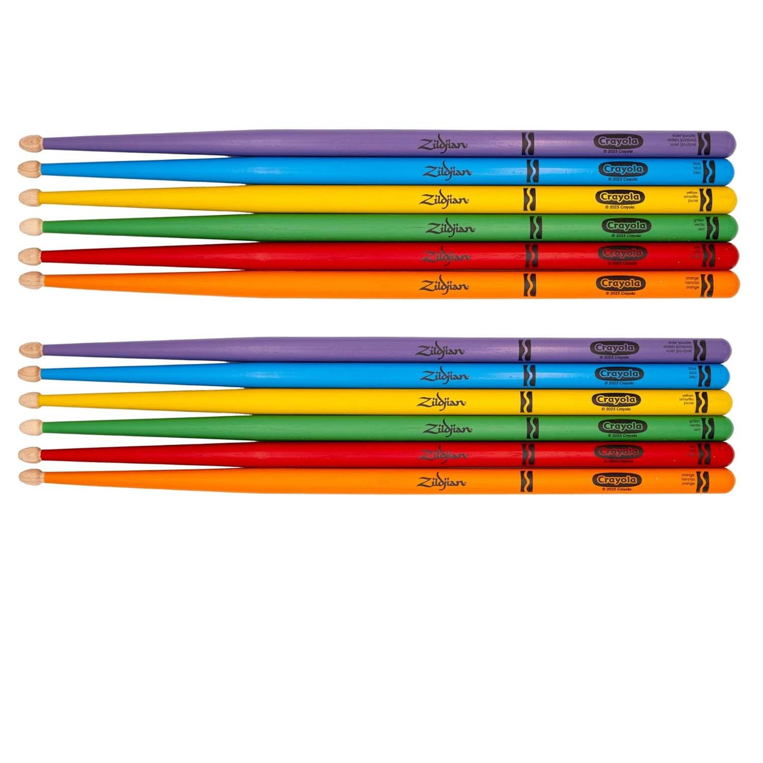 Zildjian Crayola Kids Drumsticks Set (12 Pack) with Pad