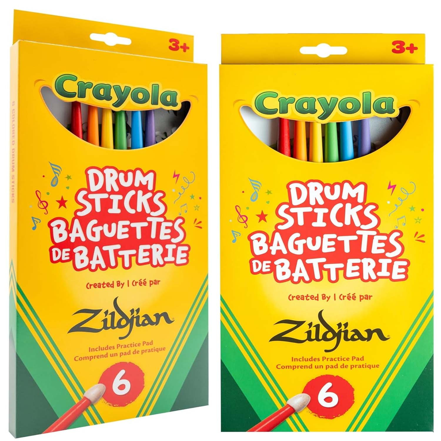 Zildjian Crayola Kids Drumsticks Set (12 Pack) with Pad