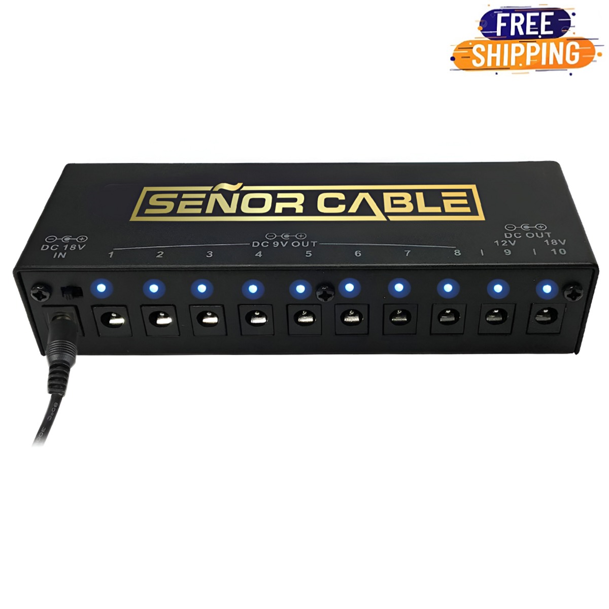 Senor DP-1 Guitar Pedal Power Supply 10 Isolated Dc Output For 9V