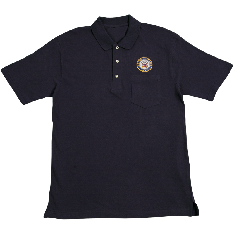 U.S. Navy Blue Pocket Golf Shirt | Official Military Polo – 3D