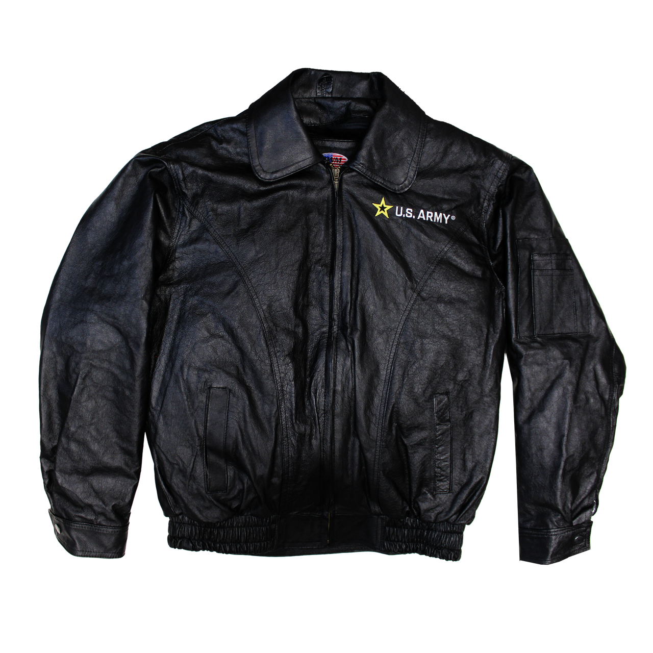 ジャケット・アウター AMERI EMBOSS SHORT ARMY LIKE JACKET Officially Licensed - US Army Leather Jacket