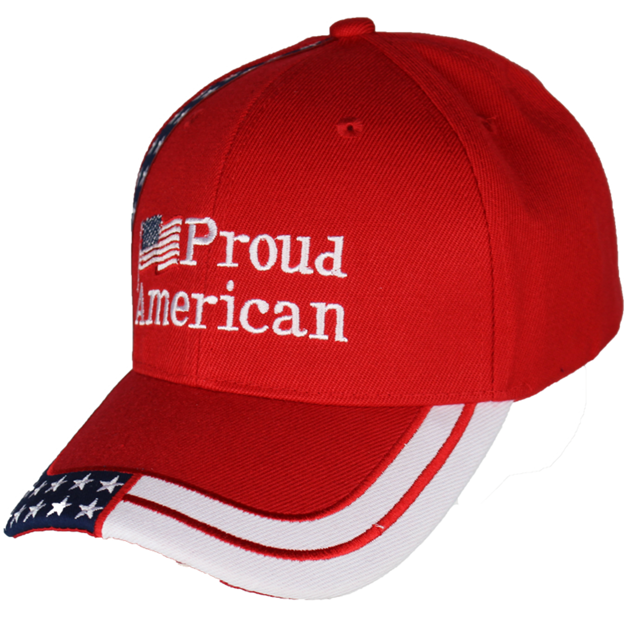 American Cap Wrld Grw & Inc A Officially Licensed - Red Embroidered Proud American Cap