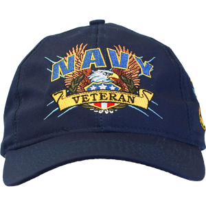 Front view of Freedom Flex U.S. Navy Veteran Cap showing embroidered U.S. Navy emblem and Veteran text.
