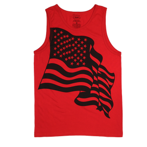 Front view of Made in the USA U.S. Marines Flag Tank Top featuring bold American flag design.