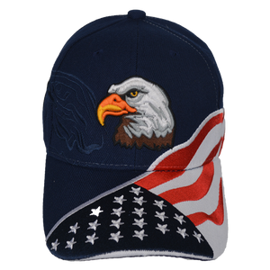 Front view of Embroidered Eagle Shadow Logo Cap featuring 3D eagle and U.S. flag design.