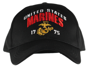 Front view of US Marines Performance Emblem Cap featuring 3D embroidered USMC logo on breathable fabric.