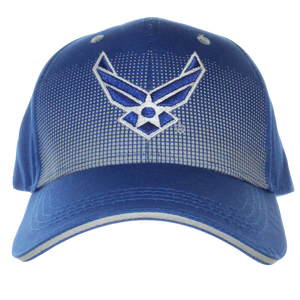 Front view of US Air Force folding dress cap featuring fully embroidered Air Force logo.