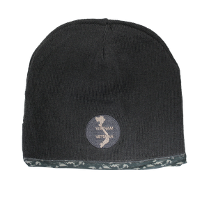 Front view of Vietnam Veterans reversible beanie featuring embroidered Vietnam Veteran logo.