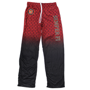 Front view of US Marines Pajama Pant featuring official Marine Corps logo on red fabric.