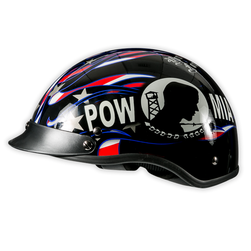 Right side view of All American Vietnam Veteran Helmet with curved structure and bold logo