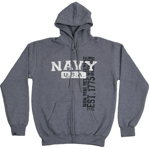 US Navy Vintage Wash Front Zip Hooded Sweatshirt