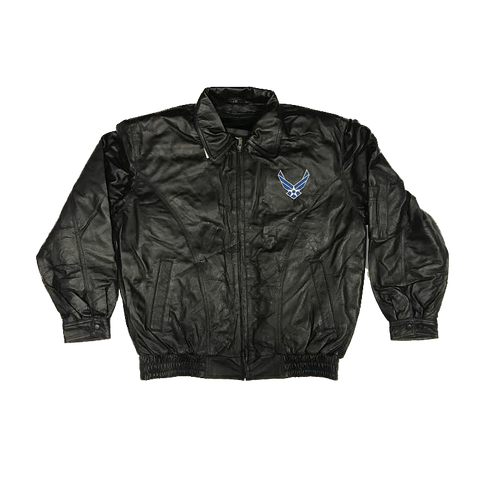 Off-White™ Black leather bomber jacket with patches