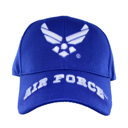 Front view of U.S. Air Force Wings Logo Cap featuring embroidered Air Force wings and 3D Air Force text