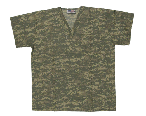 Digital Camo Scrub Top