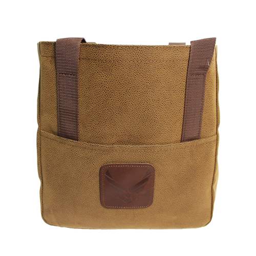 Made in the USA U.S. Air Force Tote Bag featuring woven handles, reinforced stitching, and patriotic Air Force logo design.