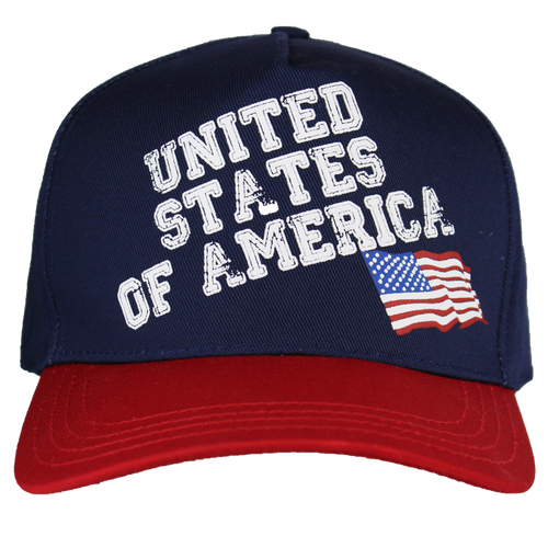 Front view of Made in the USA American Flag Screen Printed Cap featuring bold U.S. flag design.