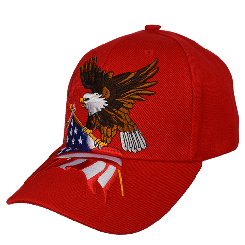 Officially Licensed - Embroidered Eagle Flag Red Cap